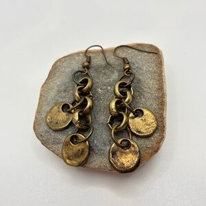 Brass-Tone Chain & Disc Dangle Pierced Earrings